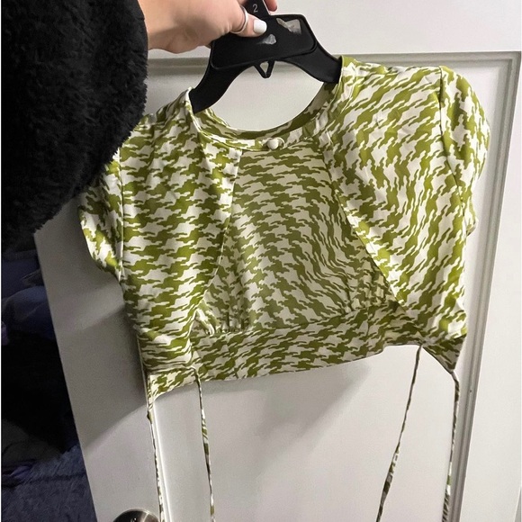 Green and white Urban Outfitters checkered sheer top! - Picture 2 of 2